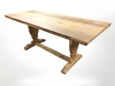 An early 20th century oak refectory dining table, 170 cm x 80 cm x 71 cm.