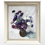 Contemporary school : Still life with flowers in a vase, oil on canvas,