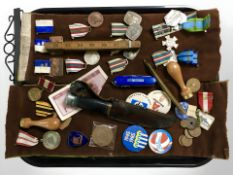 A collection of assorted continental medals and decorations, Danavox Swiss Army-style pocket knife,