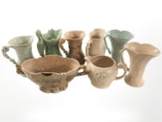 A group of Arthur Wood Art Deco ceramic jugs, twin handled bowl, etc.