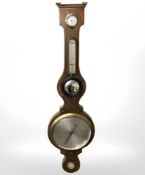 A 19th century inlaid mahogany banjo barometer with silvered dial