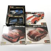 Two Burago Bugatti Type 59 and EB 110 1/18 scale model cars in boxes,