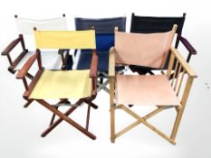 Five various director's style chairs