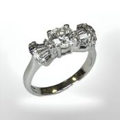 An 18ct white gold diamond ring, the centre brilliant-cut stone 0.