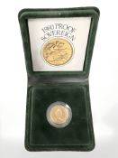 An Elizabeth II Royal Mint gold proof full sovereign 1980