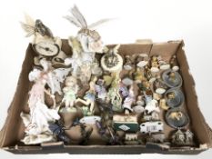 A quantity of ceramic figures, David Winter cottage and four other similar models,