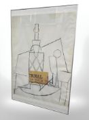 After Pablo Picasso : Bord med flask, colour print, 80 cm x 60 cm.