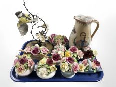 A group of porcelain flower posies, transfer printed jug depicting Renforth,