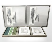 Contemporary school, five various oil paintings on canvas, largest measuring 40 cm x 40 cm.