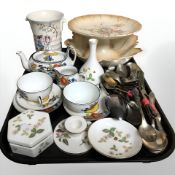 Various ceramics including Wedgwood wild strawberry trinket box, pin dish and vase,