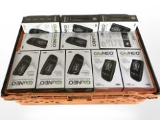 A quantity of Gluneo blood glucose monitoring systems, all in boxes.