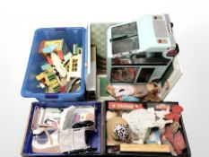 A quantity of children's toys, dolls, Fisher Price toys, board games, porcelain headed doll,