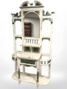 A painted and gilt mirror backed hall stand,