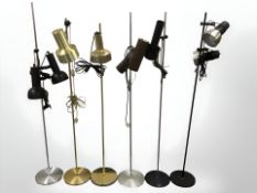 Six continental metal standard lamps.