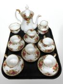 A Royal Albert Old Country Roses fifteen piece tea service, plus a further sugar bowl.