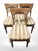 A set of three continental burr walnut salon chairs.