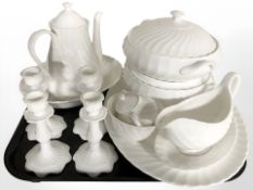 Thirteen pieces of Portmeirion countryware porcelain, including set of four candlesticks,