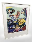 A Danish abstract lithographic print, 68 cm x 85 cm.