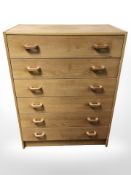 A 20th century Danish teak and MDF six drawer chest,