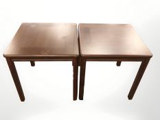 A pair of Danish stained teak square lamp tables,