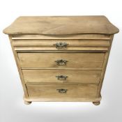 A 19th century pine four drawer chest,