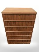 A 20th century Danish teak pine and MDF six drawer chest,