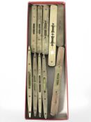 Ten brass mounted spirit levels.