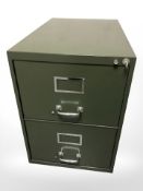 An enameled metal two drawer filing chest, 47 cm x 66 cm x 75 cm.