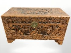 An oriental camphor wood chest,