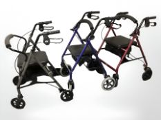 Three mobility walking aids.