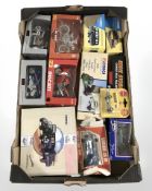 Assorted Corgi, Maisto and other scale model vehicles including delivery vans, motorcycles, etc.