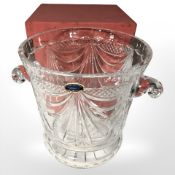 A French crystal twin handled champagne bucket, height 25 cm.