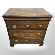 A 19th century mahogany three drawer chest,