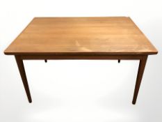 A 20th century Danish teak pull-out extending dining table, 133 cm x 90 cm x 75 cm.
