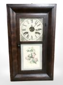 A 19th century continental mahogany wall clock, height 66 cm.