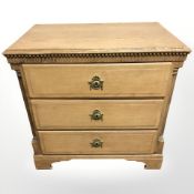 A 19th century continental oak three drawer chest,