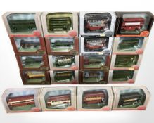 Twenty Exclusive First Editions 1:76 scale diecast buses, delivery wagons, etc, all boxed.
