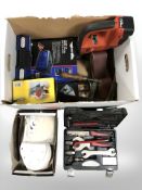 Assorted power tools and hardware, Hilti WSR650-A saw, Jumpstarter nail gun, etc.
