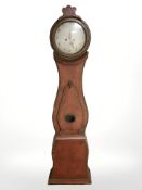 A 20th century continental drum head longcase clock, no pendulum or weights,