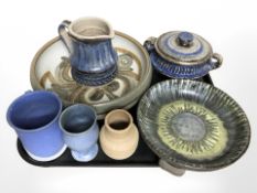 A group of 20th century Scandinavian studio pottery bowls, jugs, goblet, etc.
