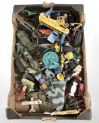 Assorted unboxed diecast cars, construction vehicles, military vehicles, etc.