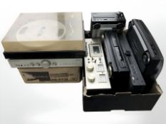 A group of audio equipment including Cambridge Audio integrated amplifier 340A SE,