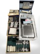 Several cases of EPNS and stainless steel cutlery.