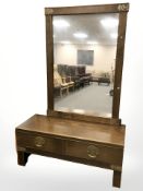 An oriental style brass mounted two drawer low chest,