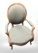 A carved mahogany salon armchair