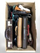 A group of leather luggage cases, handbags, etc.