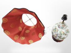A Chinese porcelain ginger jar, converted to a table lamp,