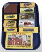 A group of Dinky Atlas Editions diecast model vehicles, all boxed, some sealed in cellophane.