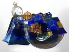 A group of Scandinavian envelope glass dishes, Holmegaard decanter,