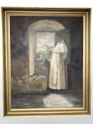 K. Werner : Portrait of a gentlemen wearing eclesiastical robes, oil on canvas, 48 cm x 60 cm.